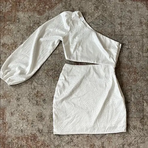 RUNAWAY THE LABEL White One Sleeve Cut Out Dress