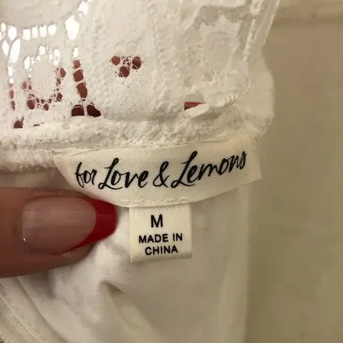 For Love & Lemons  White Long Sleeve Charmaine Mini Dress Size M