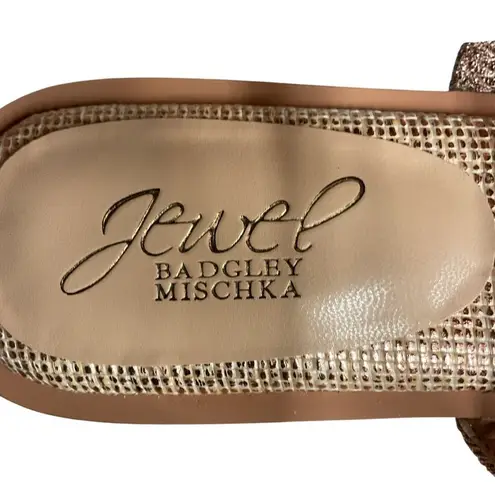 Jewel Badgley Mischka Anthropologie Helena Flat Sandal Size 8.5 Rose Gold NWB Pink