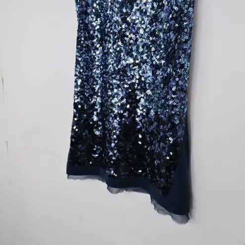 Magaschoni NEW Sequin Tank Top, Silk/wool blend, Blue, M
