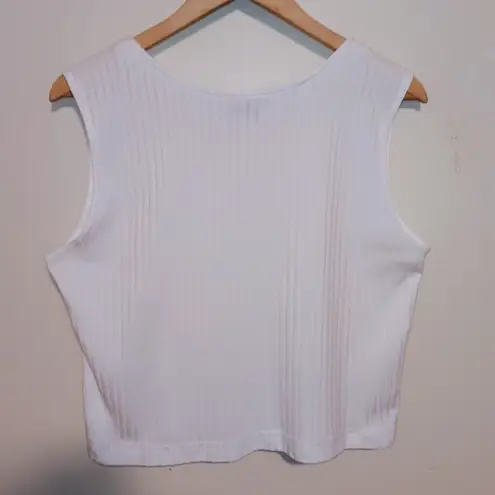 Vintage Denim Republic Ribbed Cropped Tank-Large-Button Front-Boxy-Square Neck