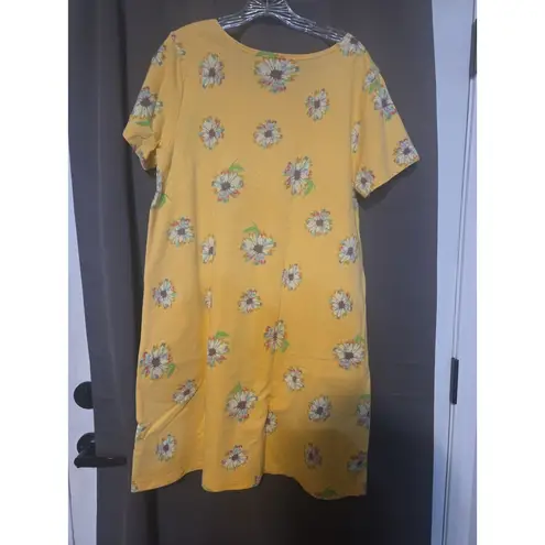 Sun Bay Yellow Floral Dress, Women's XL Vtg Print, Short Sleeve, Garden Party