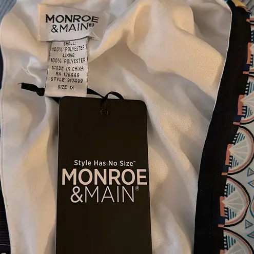 Monroe & Main White Blue Windswept Floral Summer Romper Maxi Dress NWT 1X Flaw