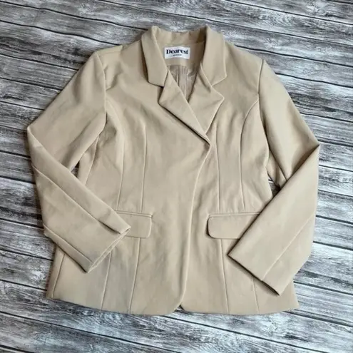 Dearest Maybe Baby Hidden Button Asymmetrical Blazer Tan Beige Medium Med M Suit