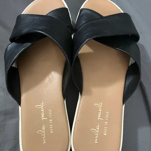 Mila Paoli Black and White Sandals with Criss