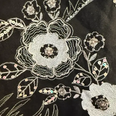 Anne Carson VTG Skirt Sz 10 Silk Linen Embroidered Sequins Festival Fairygrunge