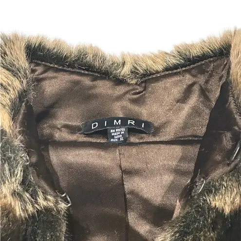 Dimri Women's XL Faux Fur Fully Lined Vest Striped Brown High Neck Mink