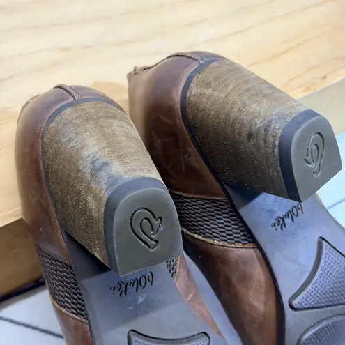 OLUKAI WOMEN'S HO'OU'I Leather Heeled Booties Brown Size 8.5