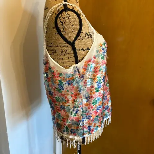 Fun and flirty beaded and sequined tank Size L
