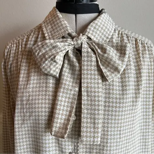 Vintage Gingham Bow Blouse White Size L