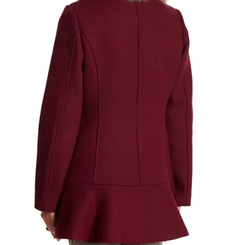 Kate Spade NWT  New York Faux Fur Collar Wool Blend Flounce Coat sz XL