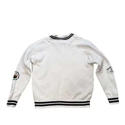 Adrienne Vittadini Vintage Active Cotton Preppy Golf Course Embroiderd Sweater