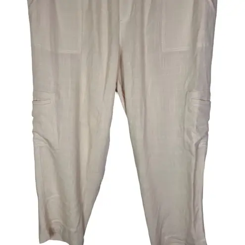 Soft Surroundings Women’s Cream Colored Size 1X Cargo Linen Blend Trouser