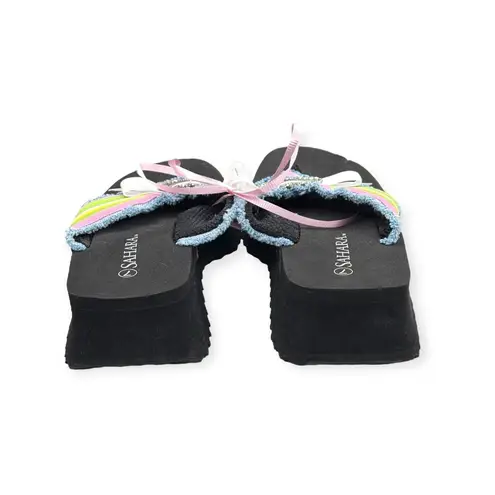 Handmade: new SOTM ❤︎︎ Striped Heart Crystal Embellished Platform Sandals ❤︎︎ 7M Black Size 7