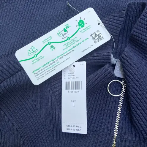 Sweaty Betty Frame Knitted MIDI Dress Sz NWT Navy Funnel Neck Ribbed Athleisure