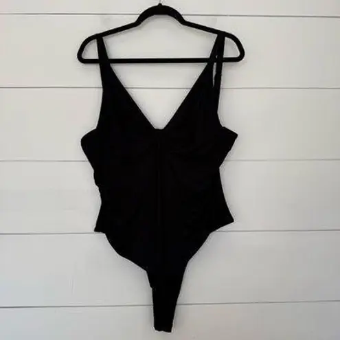 Women’s Black 2XL Ribbed Swimsuit One Piece Size XXL