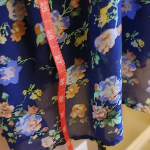 Hem & Thread strappy blue floral mini dress Sz M