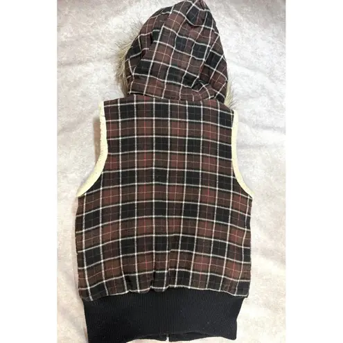Wet Seal  Plaid  Hooded Flannel Vest Womens Size M Cabin Country Y2K Grunge Lodge - Image 16