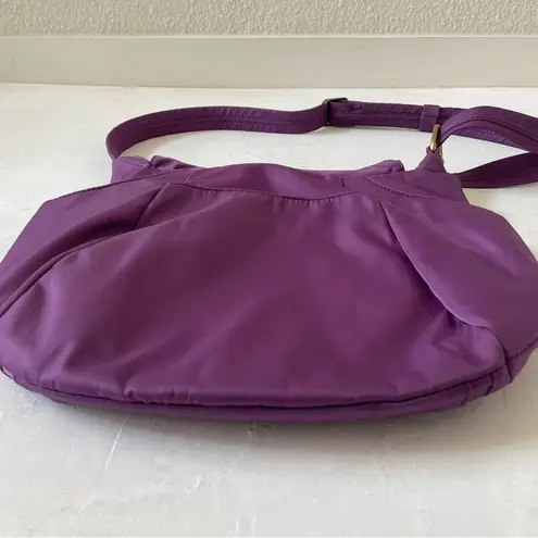 Travelon Purple Hobo Zip Crossbody 5 Point Anti Theft Purse Travel Bag
