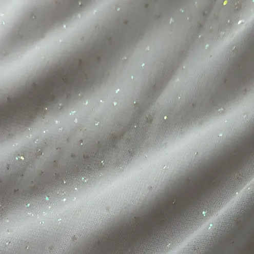 DEADSTOCK y2k white maxi cowl neck sequin dress sheet truffle sleeve glam size 8