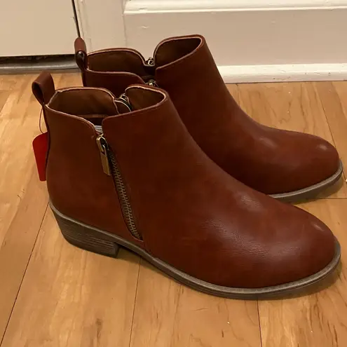 Jeossy Women's 905 Ankle Boots, Classic Low Heeled Short Booties Brown Size 8