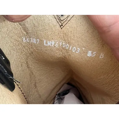 Vintage Larry Mahan Western Cowgirl Boots Ostrich Leather Cross Square Toe 7.5 B Black