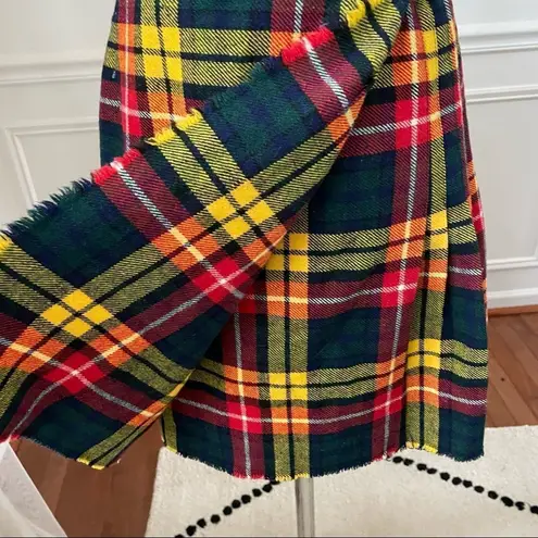 Bermuda Vintage Browns of  Wool Plaid Wrap Pleat Mini Skirt Buckle S