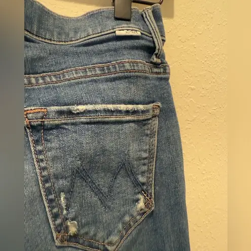 MOTHER The Insider Step Chew Hem Jeans in Dancing on Coals size 25 Blue