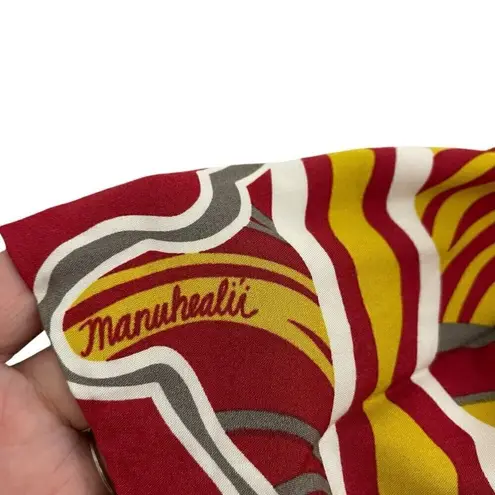 Manuheali'i Hawaiian Cold Shoulder Abstract Swing Dress Red Yellow size XL