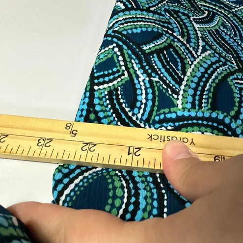 Notations Womens L Blue Green Abstract Print Button Shirt Career Workwear Resort