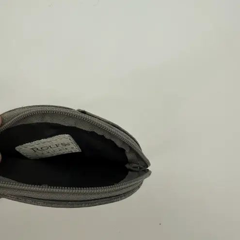 Rolf’s Leather Sleeping Cat Small Coin Purse Keychain Bag Charm Zip Kitty Gray