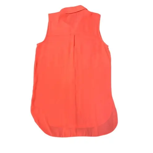 Atmosphere Neon Orange Chiffon Collared Blouse Flap Pockets 4 Hyperpop Casual