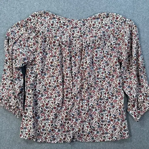 Mason & Belle Floral Peasant Blouse Women's Medium V-Neck 3/4 Sleeve Top