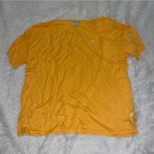 Gymshark  Women’s Orange See Through Oversized Mesh Athletic Top XL Extra Large thumbnail 2