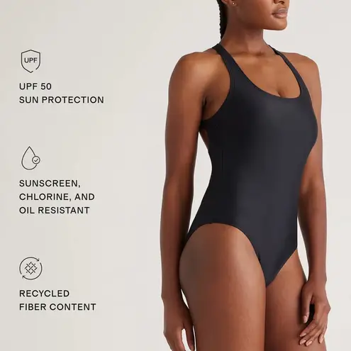 Quince NWT Italian Cross-Back One-Piece Swimsuit – Black, Size M