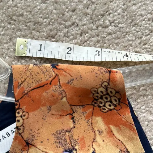 Babaton Aritzia Hopkins Blouse Floral Top Navy Orange Front Tie Women’s XXS