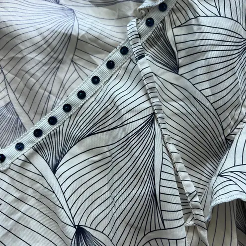 Magaschoni top size Medium silk print cream blue