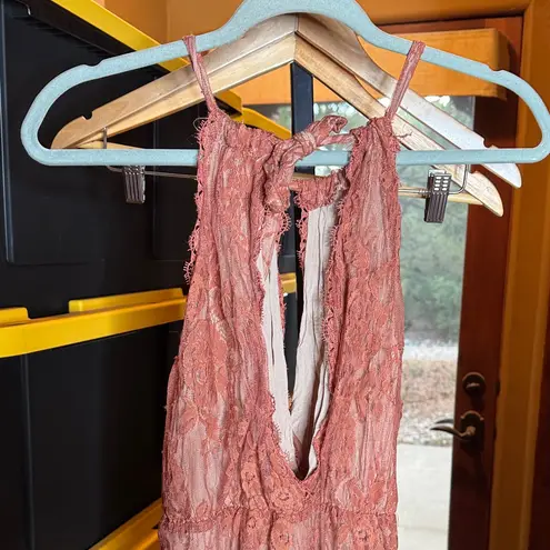 618 Six One Eight Strut & Bolt Elegant Blush Rose Lace Maxi Dress Size Small Pink