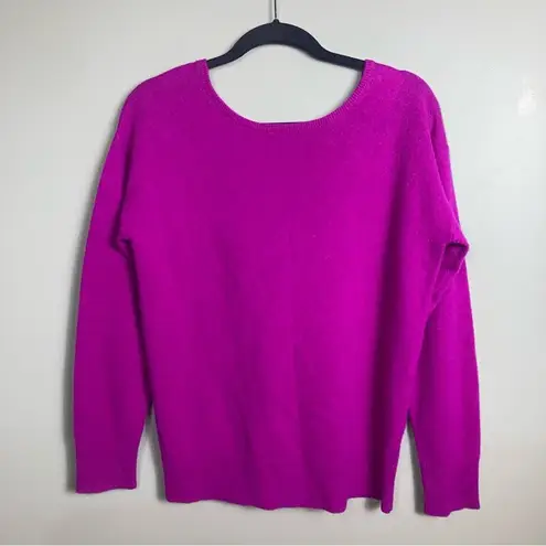 Trina Turk  cashmere sweater medium NWT violet open back bow purple pink colorful