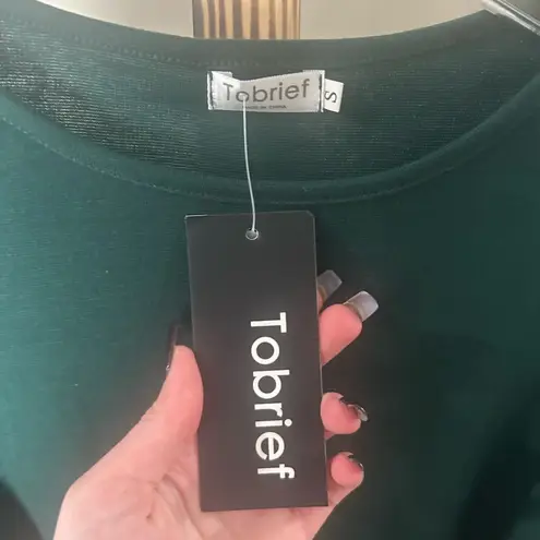 Tobrief Green Long Sleeve Tie Front Mini Dress Size Small NWT