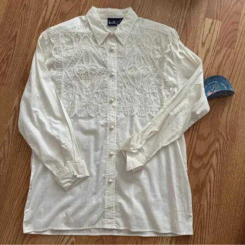 L.A. Blues White Lace Button-Up Shirt