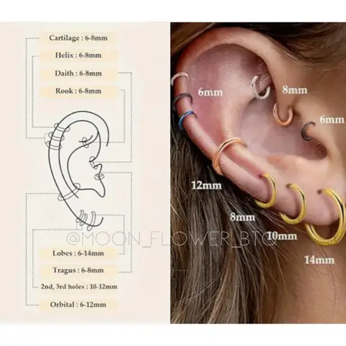 Black Huggie Hoop Earrings 8mm