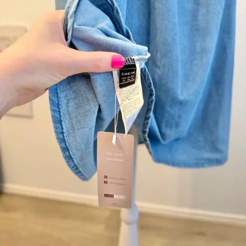 NWT Emery Rose Women's Western Denim Sleeveless Halter Mini Dress Size M NEW! Blue Size M