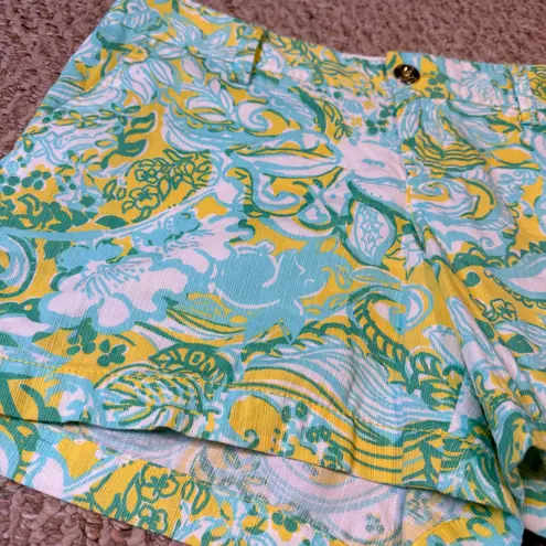Lilly Pulitzer  Yellow Callahan Shorts Beach Colorful Green Yellow Blue Size 8
