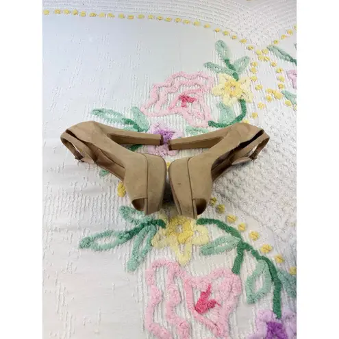 Peep Toe Platform Heels Ankle Strap Stiletto Tan Shoes Size 7M