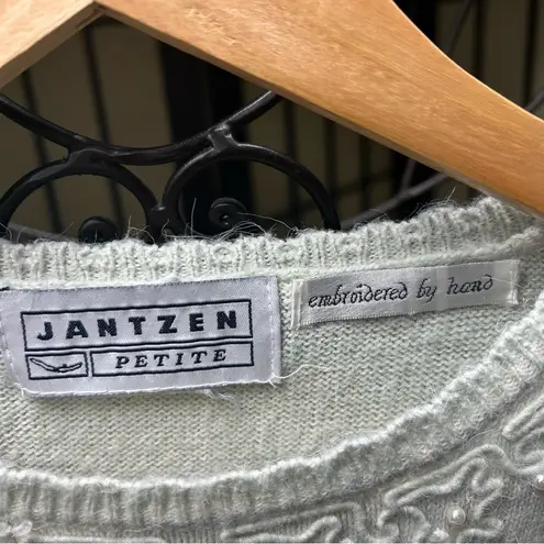 Jantzen Vintage Jazten Hand Embroidered Sweater-Sage Green- Medium