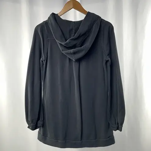 Weekend MaxMara Button Front Hooded Lightweight Sweatshirt Jacket in Black Med