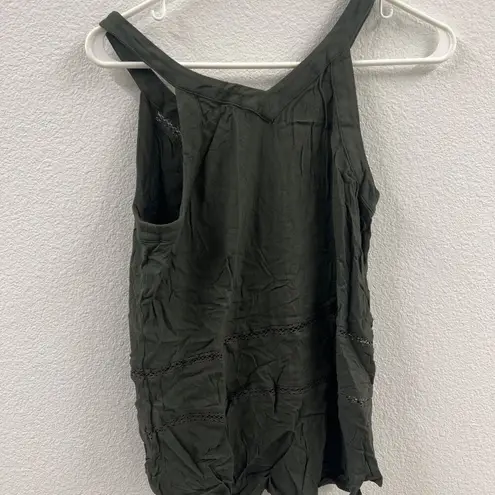 Ro & De Womens Green Sleeveless Top W/ Crochet Details Size M