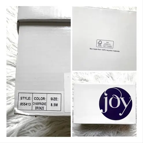 Joy Performance White Leather Chunky Platform Sneakers/ Champagne Size 8.5 NIB Gold