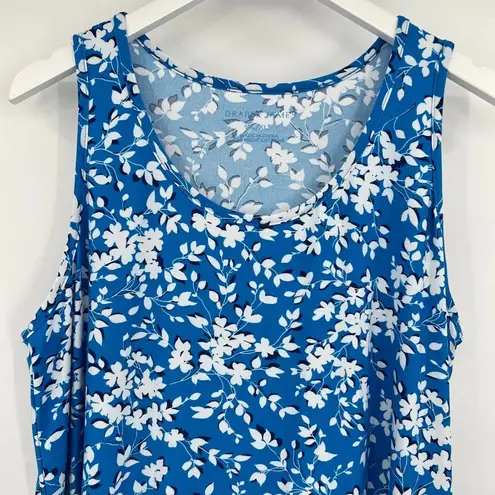 Draper James  Ruffle Jersey Dress Blue White Shadow Floral Women's Size L/XL